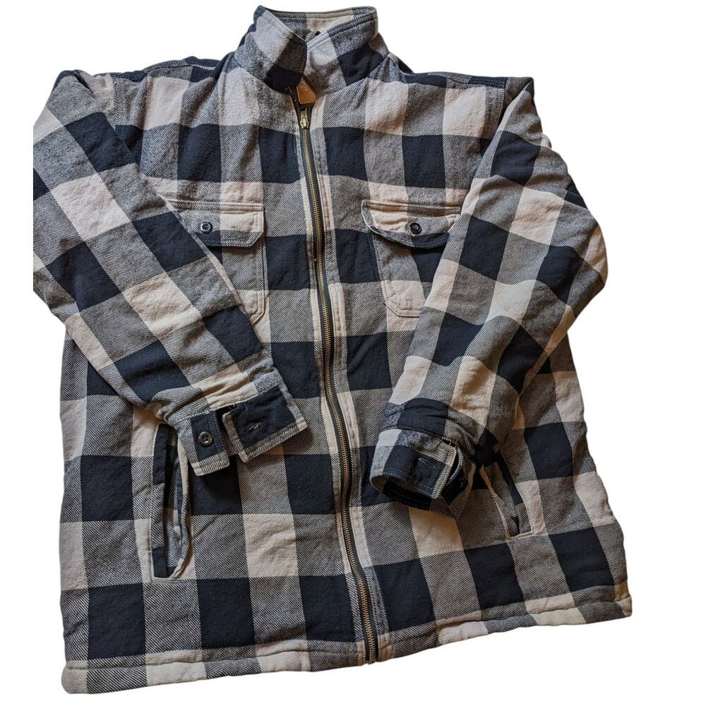 Field N Forest Sherpa Flannel Jacket Men XLT Zip BuffaloPlaid Lumberjack Shacket